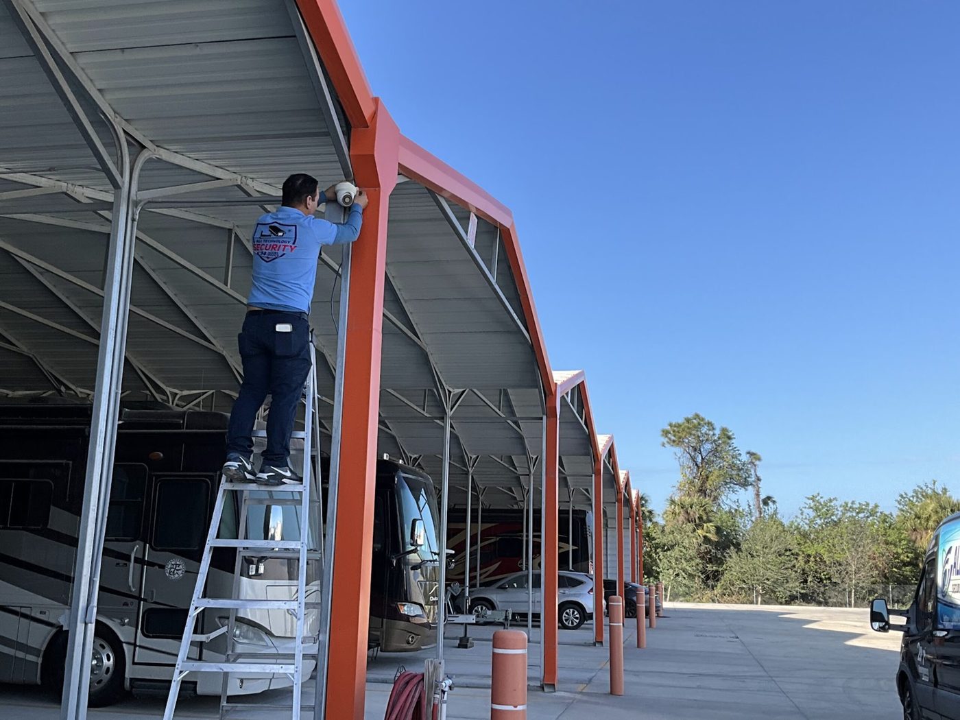 Professional commercial security and access control installation at a storage facility in Sarasota FL by All Technology Security