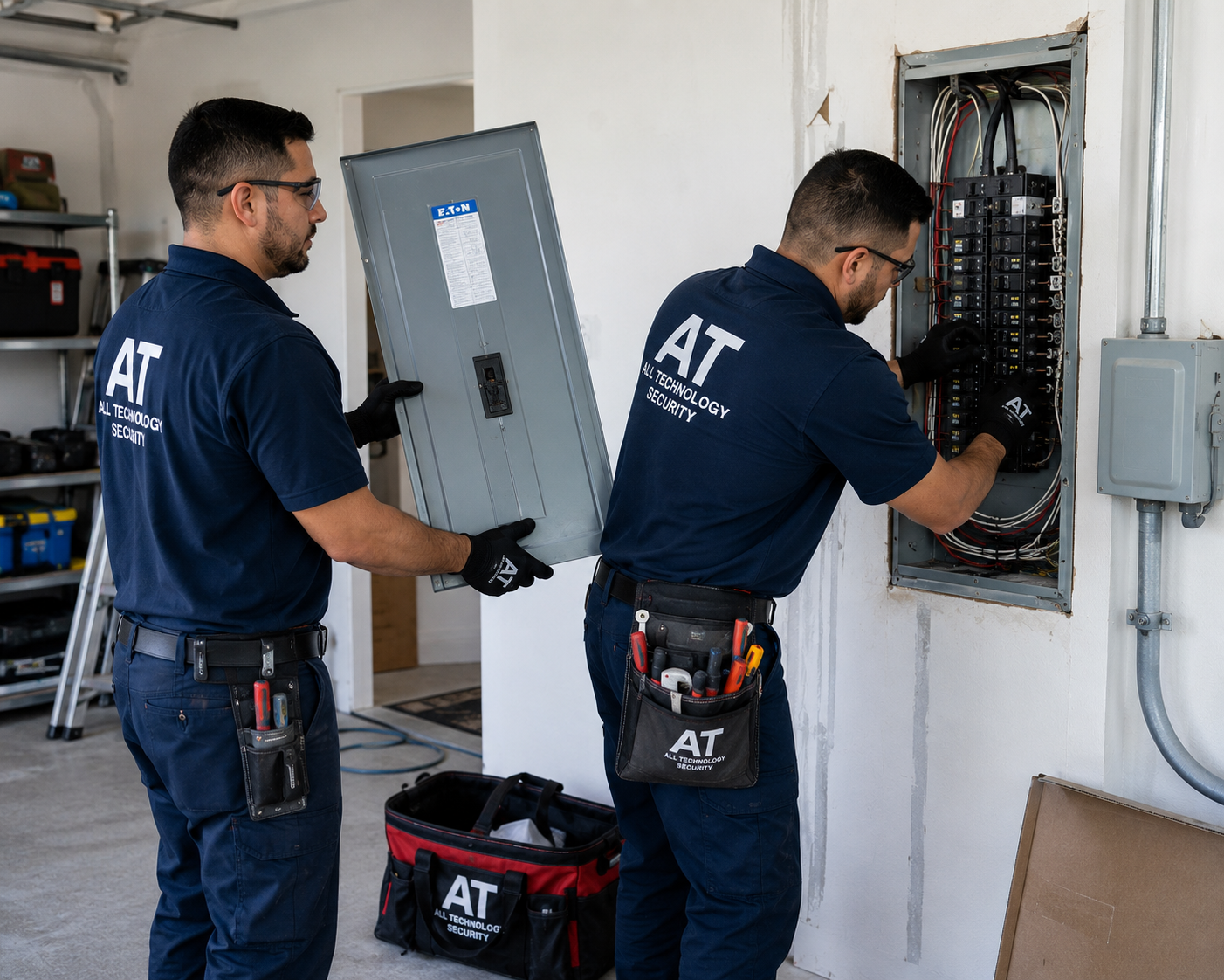 Electrical panel installation by All Technology Security at a Lakewood Ranch FL area home — licensed electrical contractor