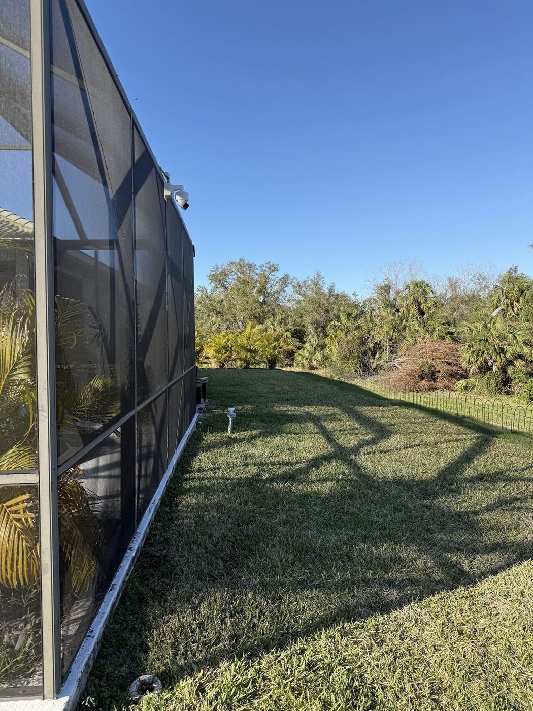 Outdoor security camera installation on a Florida lanai screen enclosure — All Technology Security serving Venice FL