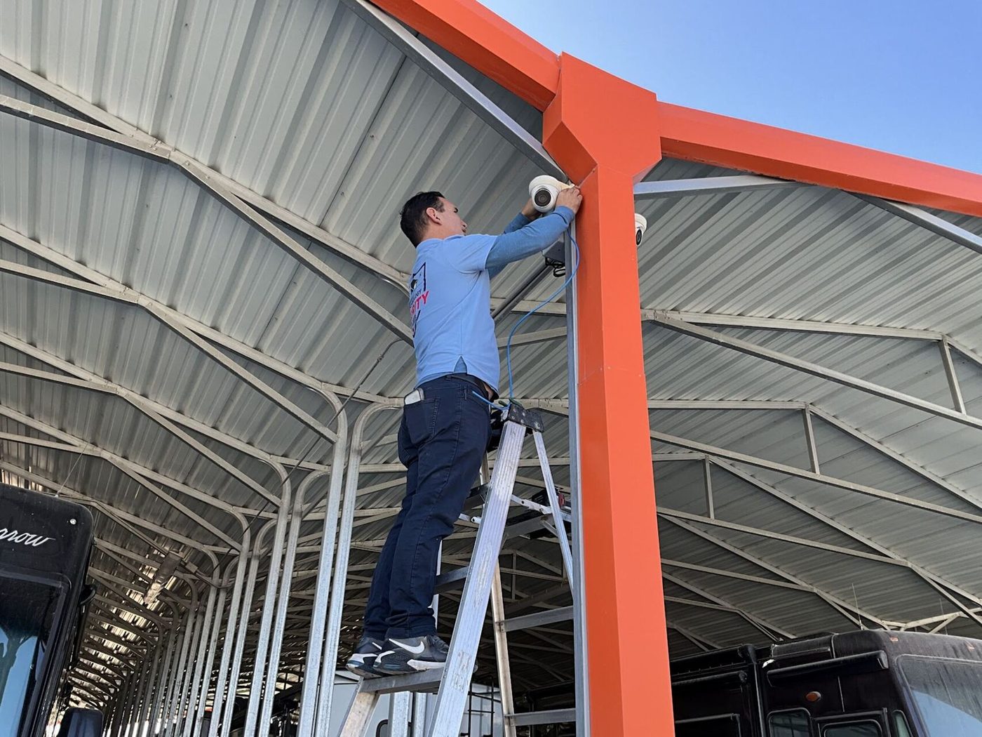 Professional commercial security camera installation at RV storage facility in Sarasota FL — All Technology Security